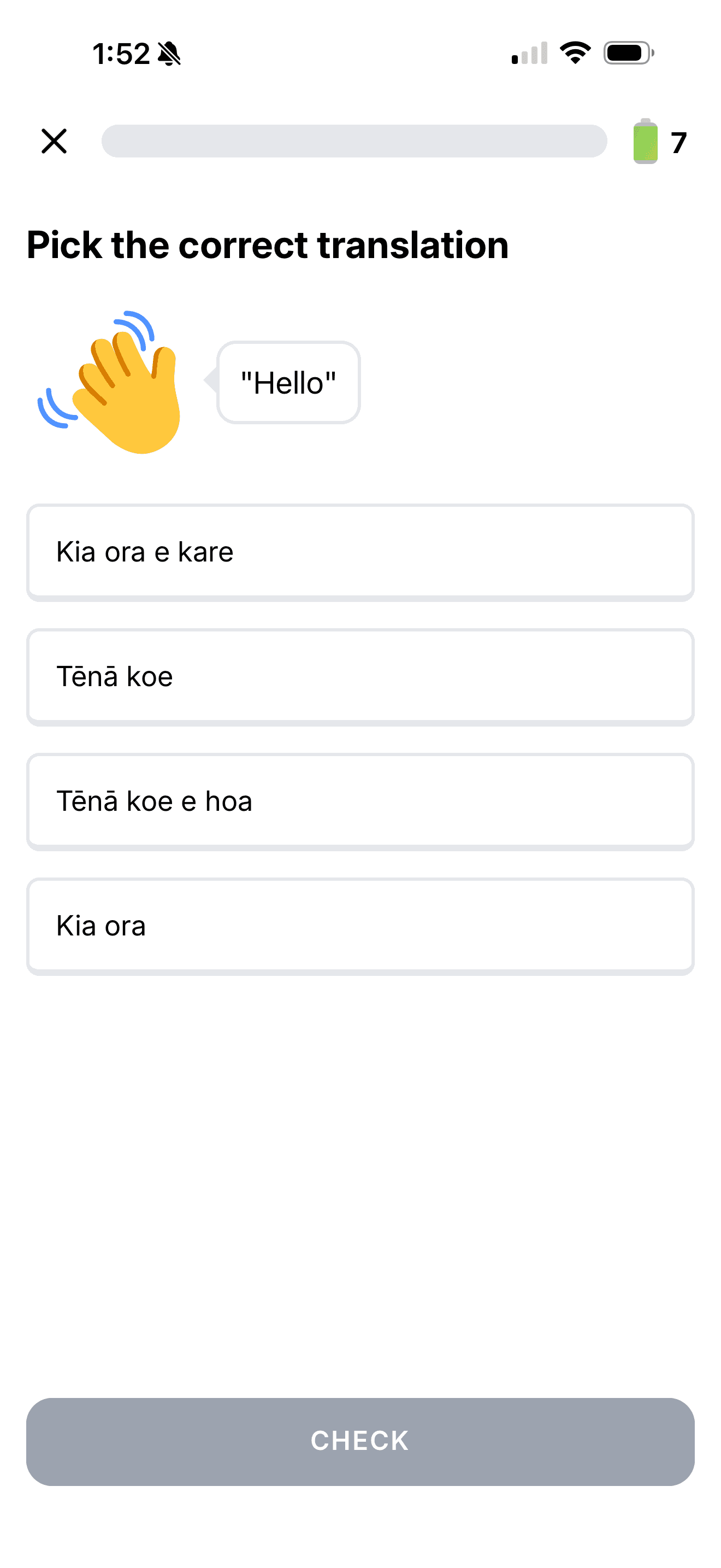 Te Reo Māori app screenshot